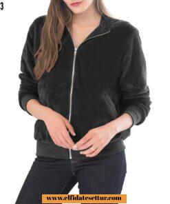 Kapşonlu fermuarlı polar sweat