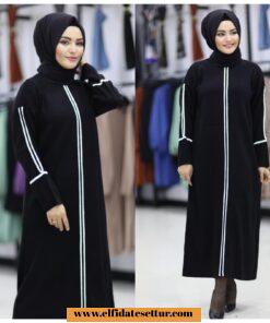 Şeritli triko elbise