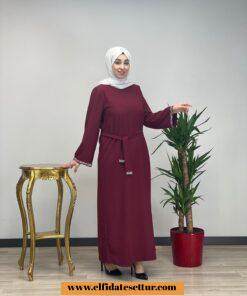 Büyük beden taşlı krep abaya