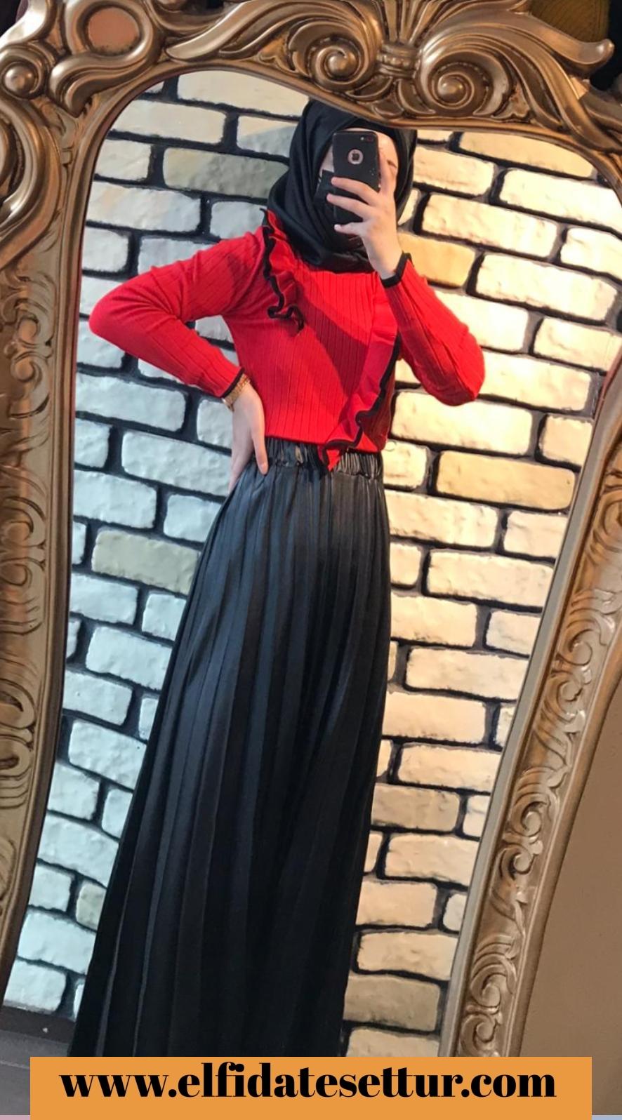 Deri görünümlü etek triko badi takım