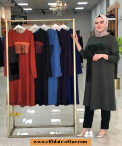 Büyük beden iki iplik tasarım tunik