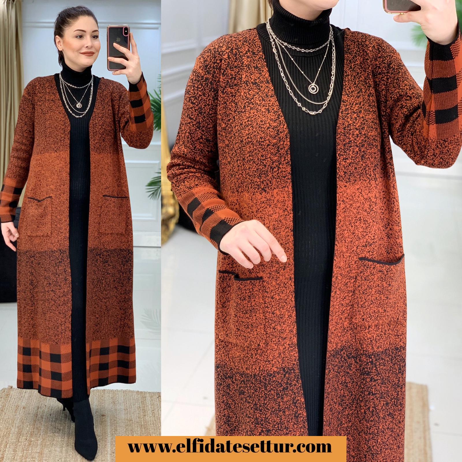 Triko hırka elbise kombin - Görsel 2