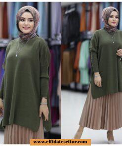 Yırtmaçlı triko tunik