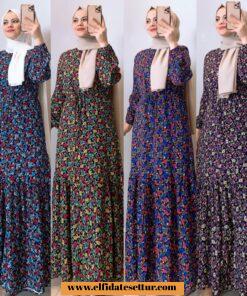 Çiçekli viskon elbise