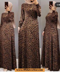 Uzun leopar elbise