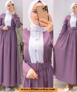 Poplin kemerli elbise