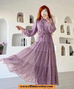 Şifon çiçekli elbise