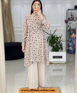 Krep çiçekli takım