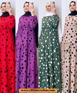 Viskon puanlı elbise