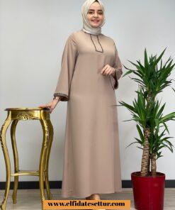 Büyük beden krep taşlı abaya