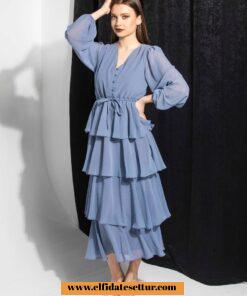 Şifon kat kat elbise