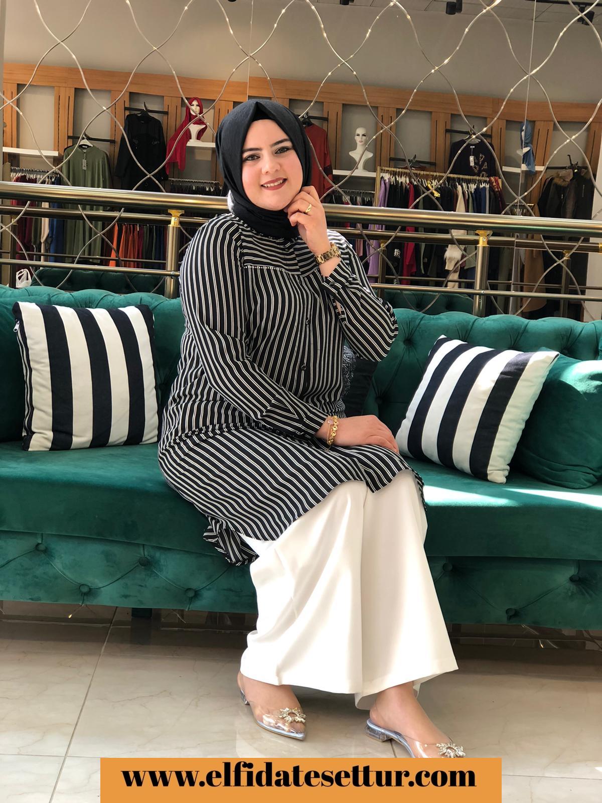 Büyük beden çizgili uzun tunik - Görsel 3