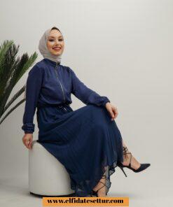 Saten şifon elbise