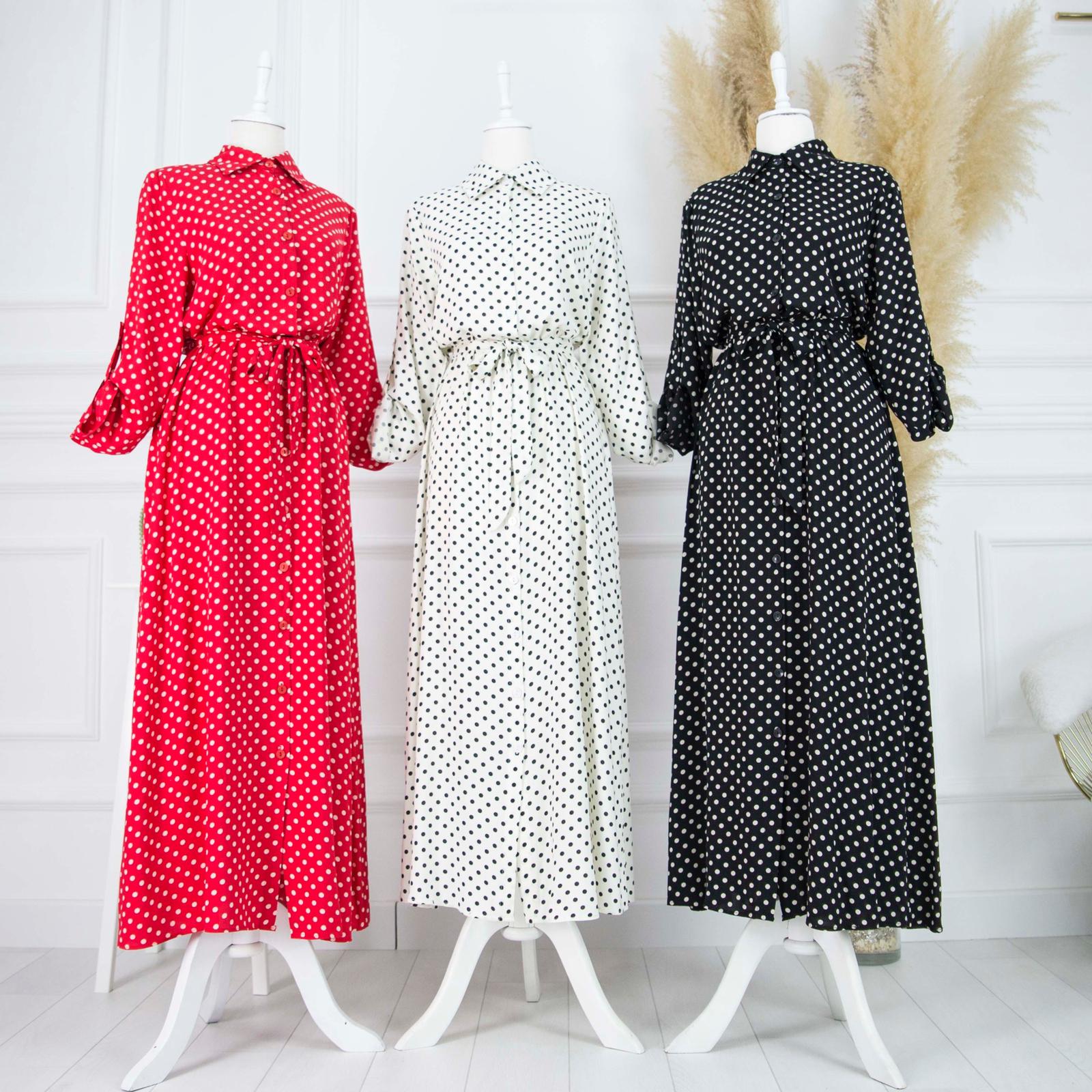 Viskon puanlı elbise - Görsel 5