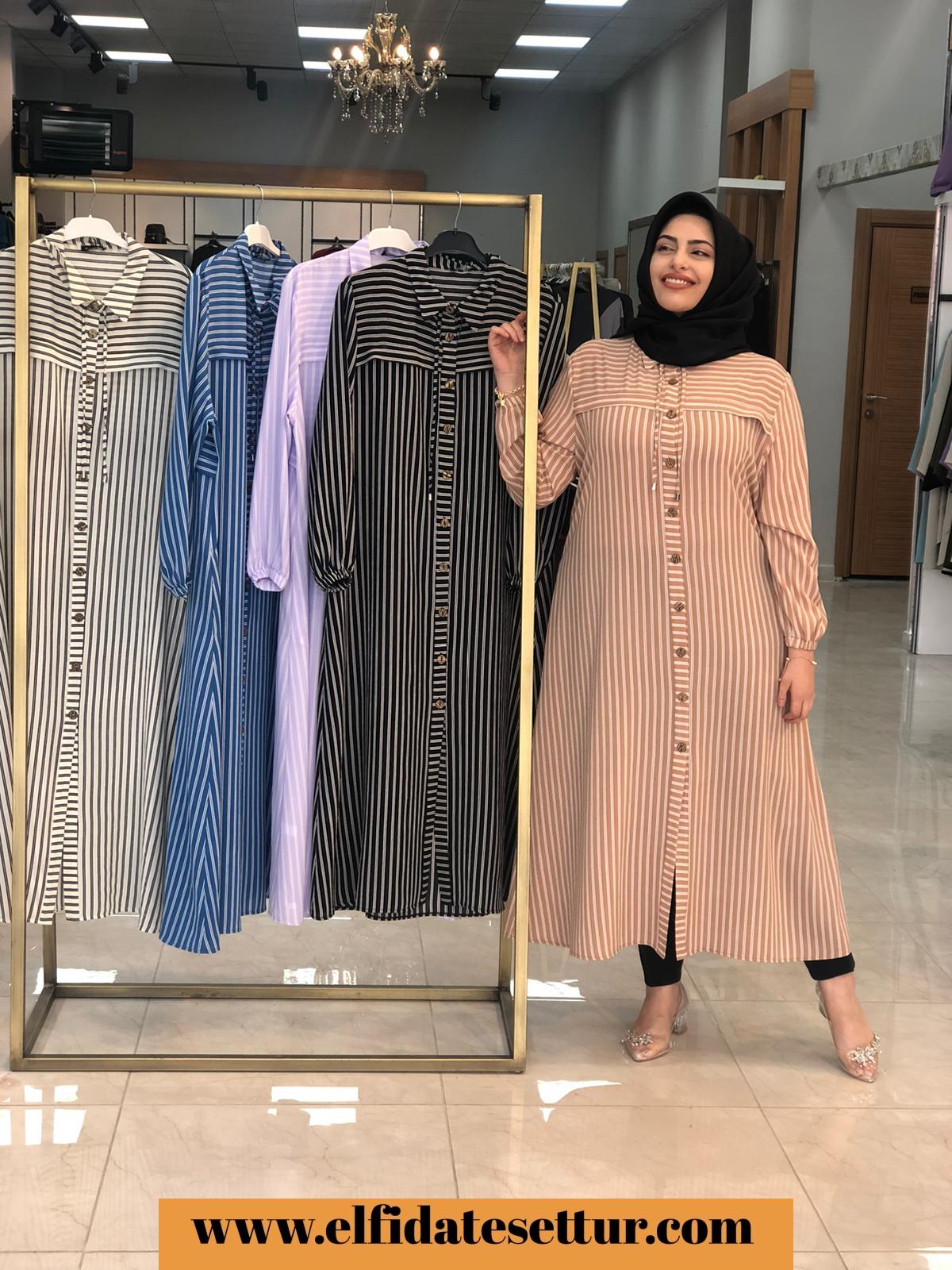 Çizgili kap tunik - Görsel 3