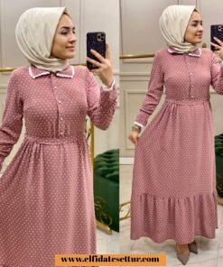 Jakarlı ayrobin kumaş elbise