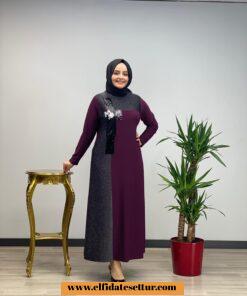 Büyük beden sandy yamalı elbise