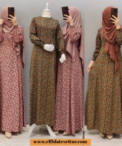 Viskon çiçekli elbise