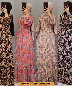 Şifon çiçekli elbise