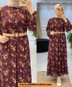 Şifon kemerli elbise