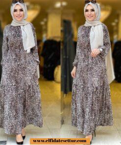 Viskon leopar elbise