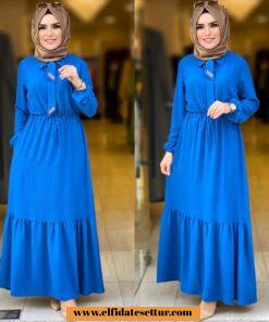 Büyük beden ayrobin kravatlı elbise