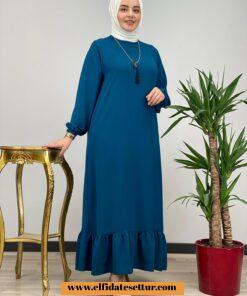 Büyük beden ayrobin fırfırlı elbise