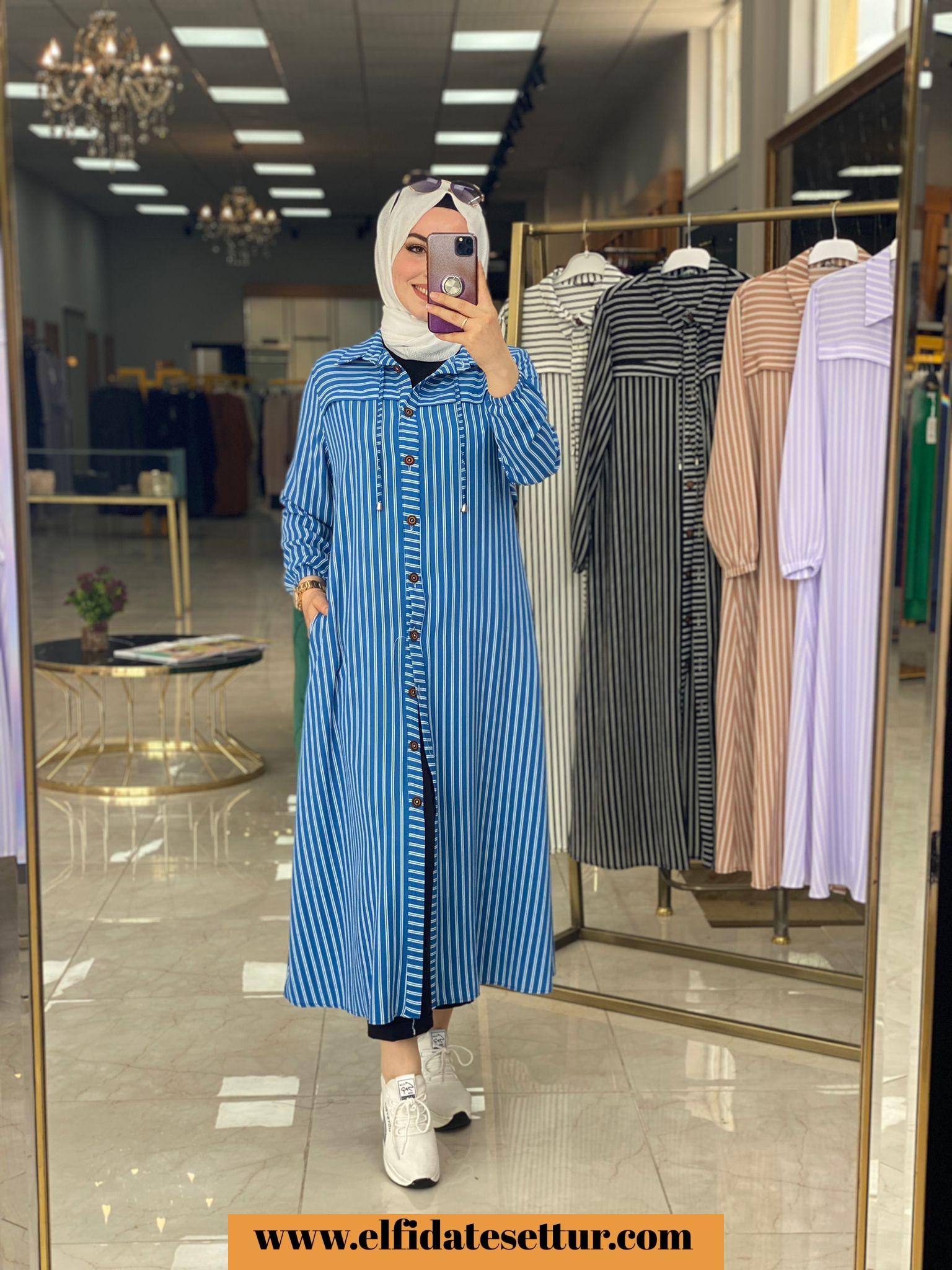 Çizgili kap tunik - Görsel 7