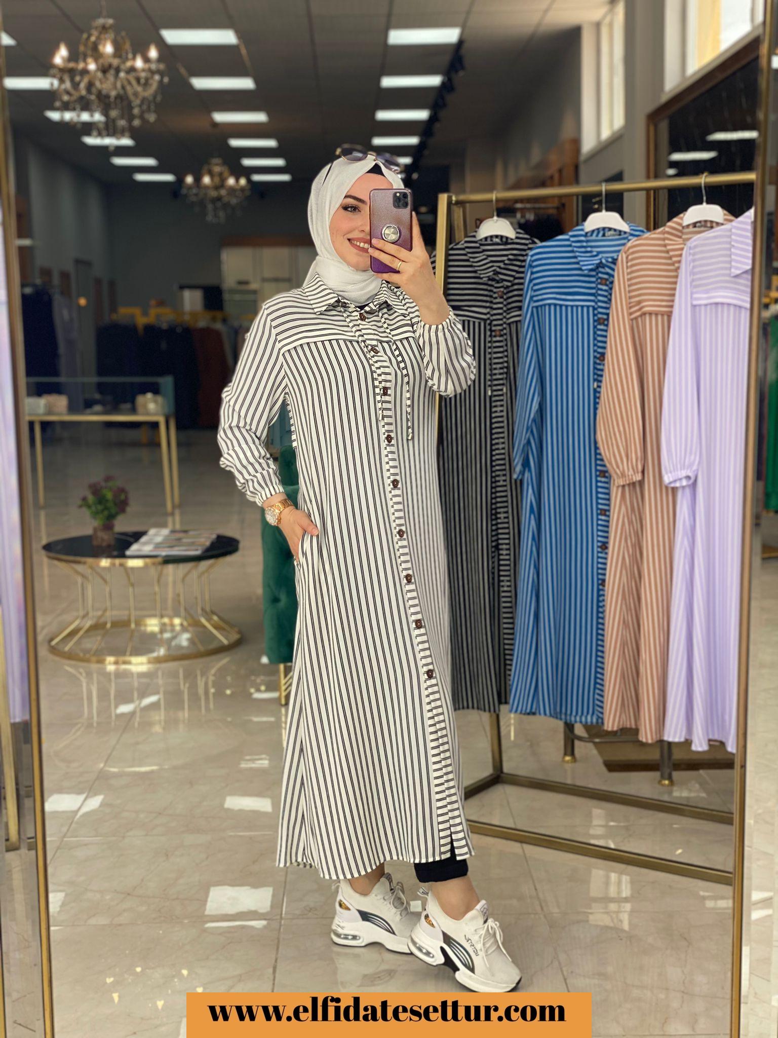 Çizgili kap tunik - Görsel 8