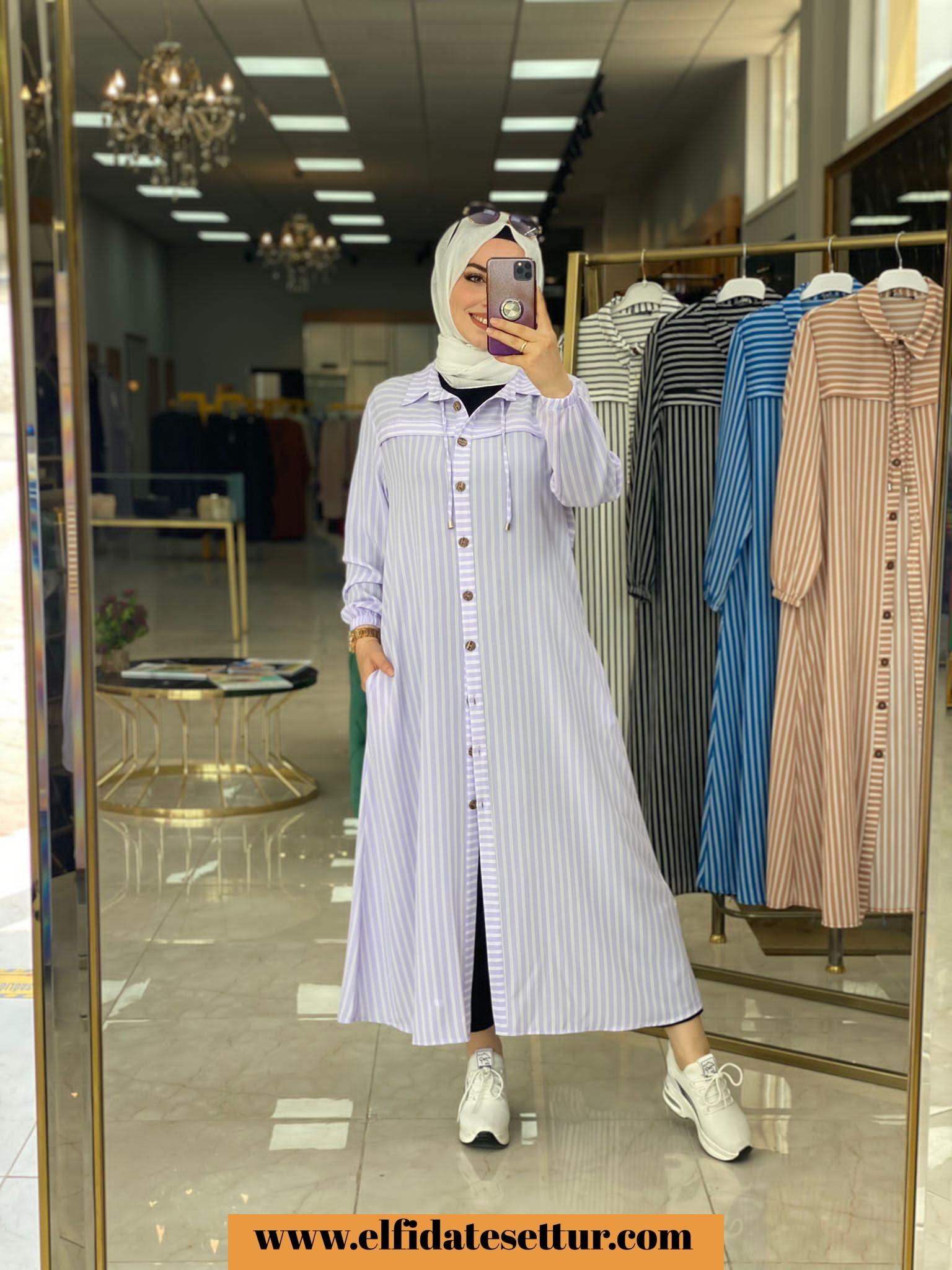 Çizgili kap tunik - Görsel 5