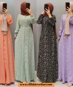 Viskon çiçekli elbise