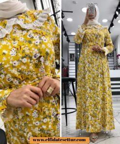 Çiçekli viskon elbise