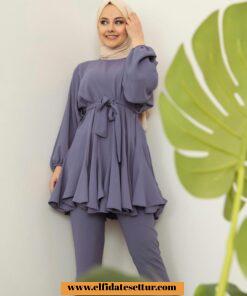 Krep kalem pantolonlu takım