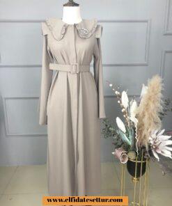 Krep bebe yaka elbise