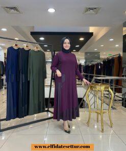 Büyük beden cepli sandy elbise