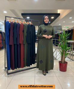 Büyük beden aymoli taşlı elbise