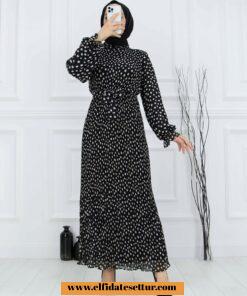 Puanlı şifon elbise