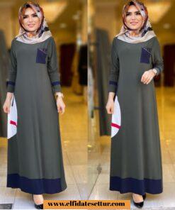 Büyük beden gelincik cepli elbise