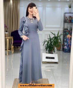 Krep fırfırlı elbise