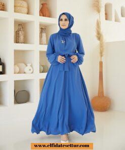 Ayrobin kuşaklı büzgülü elbise