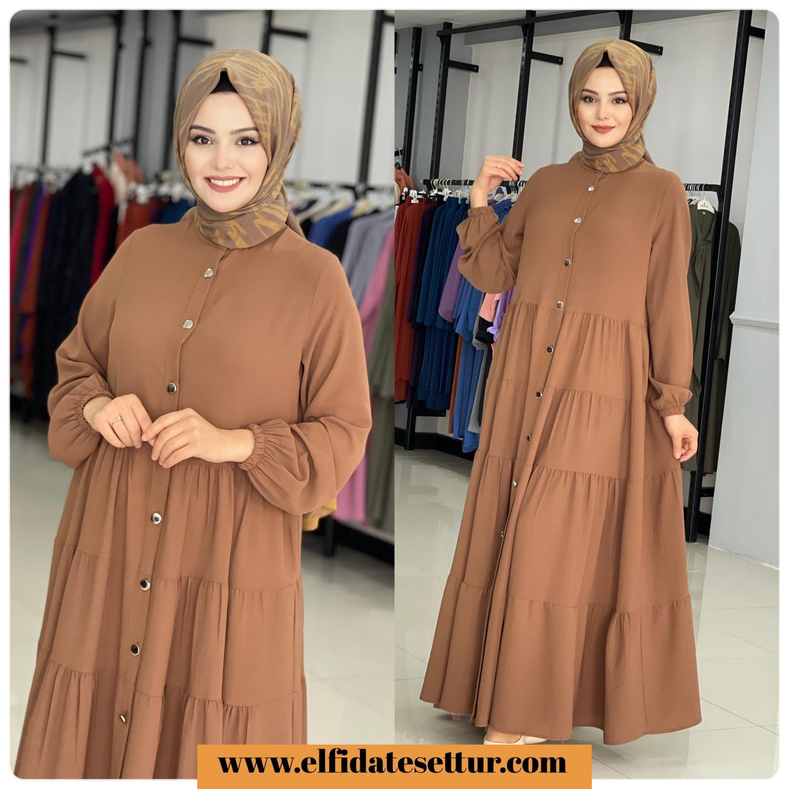 Ayrobin kumaş zühre ferace elbise