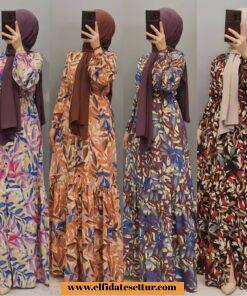 Viskon desenli elbise