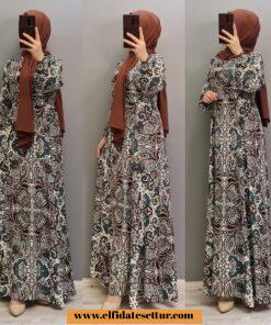 Viskon desenli elbise