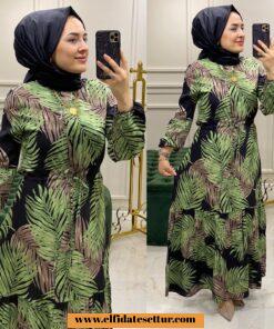 Viskon palmiye elbise