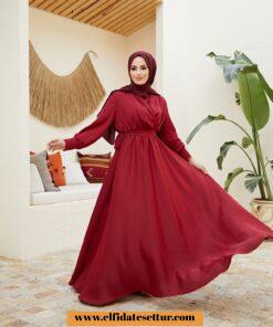 Saten ayrobin elbise