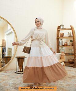 Ayrobin kumaş renk renk elbise