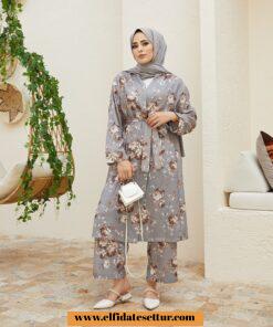 Arya kumaş kimono çiçekli takım