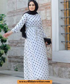 Puantiyeli şifon elbise