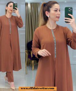 Krep kumaş tunik pantolon takım