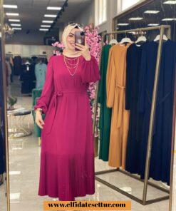 Krep zümrüt elbise